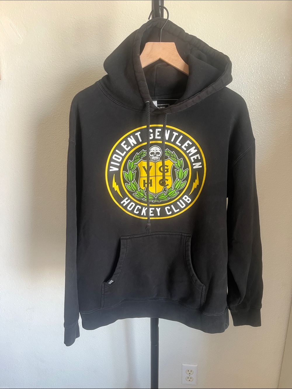 Violent Gentlemen Black Hoodie with Yellow Hockey Club Crest